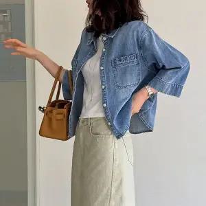 [메이블루]워싱 7부 데님자켓