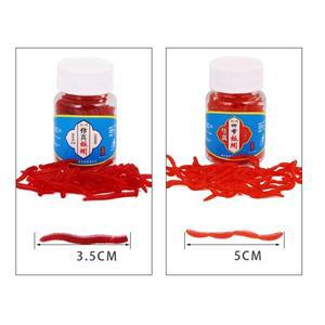 100pcs 살아있는 붉은 벌레 부드러운 미끼 지렁이 얼음 겨울 낚시 실리콘 인공 물고기 새우 첨가제베이스