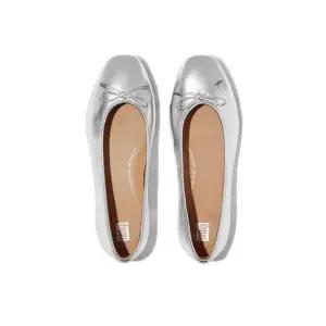 FITFLOP 델리카토 여성 리본 소프트 메탈릭 레더 발레리나 플랫슈즈 실버 FT59K2M112 326990