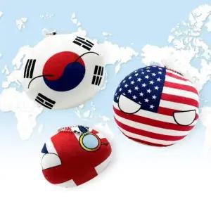 컨트리볼 키링 세계 국기 인형 밈 나라별 태극기 성조기 한국 미국 일본 소련 러시아 중국