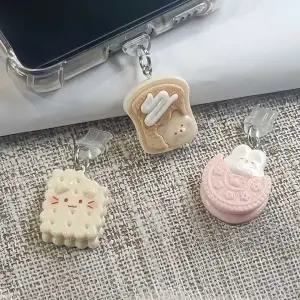 충전단자보호캡 귀여운 예쁜 감성 쿠키 토끼 전화 참 Tpye-c 먼지 콘센트 삼성 보호 충전 포트 아이폰 목걸