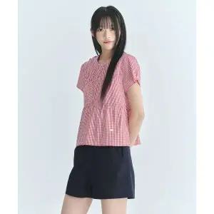 코드그라피 CGP 우먼 셔링 반소매 블라우스-레드 987068