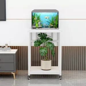 어항테이블 받침대 이동식 발판 트롤리 선반 금속 프레임 화이트 + 그레이 오크 A121762