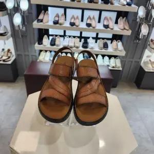 엘칸토 HC10 남성발등조절쿠션샌들카멜 남성소가죽투웨이발등찍찍이컴포트샌들3cm LCM