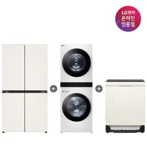 LG 오브제 냉장고 + LG 오브제 워시타워 + LG 오브제 식기세척기 (T875MEE111 + W21WAM + DUE6BGL1E)