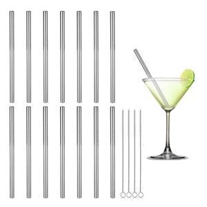 12개입 재사용 가능한 금속 빨대 13cm 짧은 음료 304 스테인리스 휴대용 미니 칵테일 여행 어린이 바용품