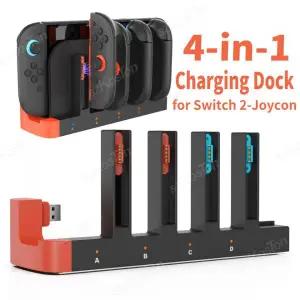 조이콘충전독 스위치 2 4in1 충전기 스테이션 Joycon LED 표시기 스위치2 게임 휴대용 고속 충전 도크