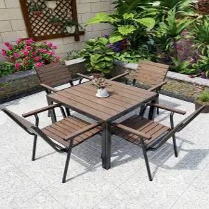 야외 테이블 세트 테라스 사각 철제 프레임 카페용 의자