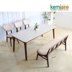 고르도 양면세라믹 고무나무원목 6인식탁SET(벤치형) KGN-912B