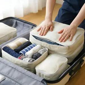 [에이치플러스몰]WL 아이디어 지퍼 공간 압축 여행용 파우치 팩 3size 여행 캐리어