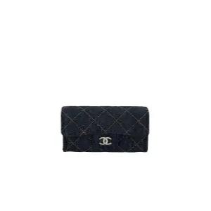 [엘러브] 새상품  클래식 카드지갑 딥블루 은장 데님 6ET0644