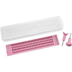 4줄 28셀 점자 쓰기 분홍색 슬레이트 2개 키트 상자 플라스틱 슬레이트스타일러스