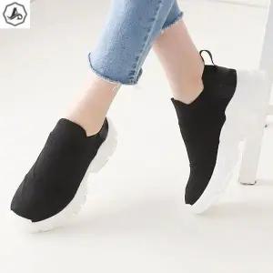 [애슬릿] 키높이 슬립온 발편한 데일리 굽높은 통굽 단화 5cm