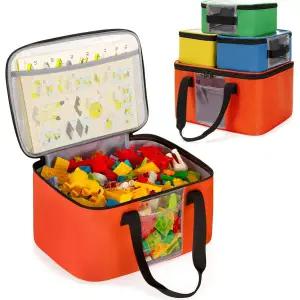 작은 지퍼백 3개가 달린 렉스미카 대형 장난감 보관 정리함 빌딩 블록용