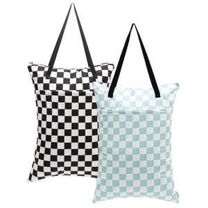 ALVABABY 2팩 대형 습식 건식 가방 방수 걸이식 천 기저귀 이중 지퍼 포켓 63 5x45 7cm 25x18인치 세탁 가방 2HL01