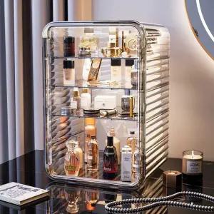 화장품수납함 문달린 투명 선반 화장품 정리대 화장대