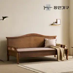 장인가구 시노 황토볼 온열스프링 보료 원목 3인용 흙소파