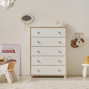 나무뜰 라온 800 5단 서랍장 아기 옷장 수납장 유아 어린이 서랍 (다리형) OWF178C