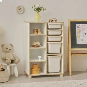 나무뜰 라온 720 교구장 교구정리 오픈형 아기 장난감정리 어린이 선반장 바구니 포함 (다리형) OWF180C