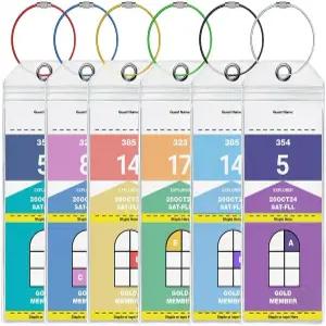 로얄 캐리비안 및 셀러브리티 크루즈 라인용 수하물 태그 홀더6개 세트 지퍼 씰과 와이어 컬러 루프가 있는