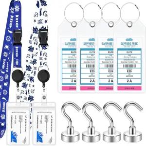 지퍼 씰과 스틸 루프가 있는 크루즈 수하물 태그 홀더 4개 신분증 배지가 탈착식 랜야드 2개 객실용