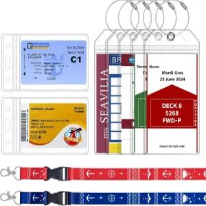 SEAVILIA 5팩 크루즈 수하물 태그 홀더 및 방수 신분증 배지 있는 선박 랜야드 NCL 프린세스 카니발 로얄