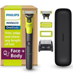 Norelco OneBlade 360 연결 하이브리드 페이스 5-in-1 그루머 블레이드 트리머, 키트, 블레이드, + 수염 바디 1x360 및 전기 바디, 면도기 기술,