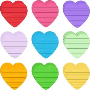 18팩/900매 줄이 있는 스티커 메모 게시물 다채로운 하트 모양의 슈퍼 스틱 파워 패드 사무실 가정 학교