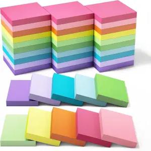 EOOUT 스티커 메모 1.5x2 인치 30 팩 밝은 색상 셀프 스틱 패드 슈퍼 접착 75 장/패드 2250