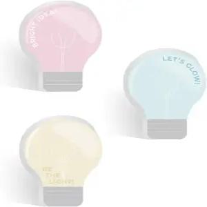 전구 모양의 스티커 메모장/3종 세트 / 수채화 스타일 2.6875 x 3.8125 모던 메모 패드당 50매 미국산