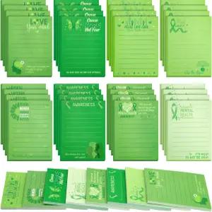 Piuaeue 32 패드 정신 인식 스티커 대량 녹색 리본 셀프 스틱 달 노트 파티 용품을 쉽게 게시할 수