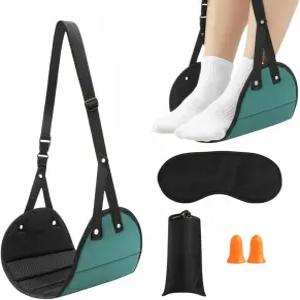 비행기 풋레스트 해먹 세트 조절 가능한 여행용 보관 가방이 있는 수면 마스크 및 이어 플러그 장거리