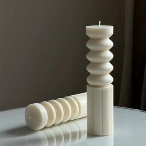 줄무늬 나선형 실린더 기둥 석고 실리콘 용품 제작 DIY 캔들 몰드