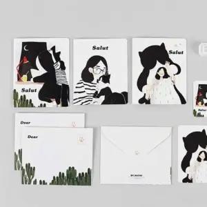 고양이 기념일 카드세트 축하 카드 수납 봉투 선물 모음 WFJ64WR