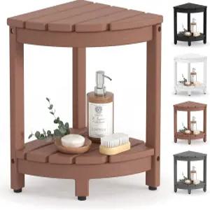 내부 샤워를 위한 BEKVEM 코너 스툴 HDPE 방수 벤치 시트 의자 면도용 티크 컬러 플라스틱 목욕 수납 선반