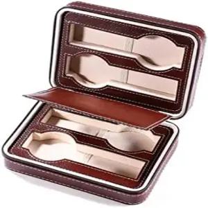 탄소 섬유 시계 상자 정리함 남성용 휴대용 4 슬롯 디스플레이 케이스 우아한 보석 보관 솔루션 가정 및