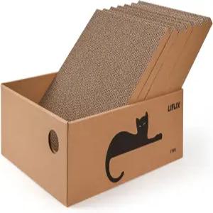 박스가 있는 7PCS 리버서블 고양이 긁힘 패드 16.5인치 Lx12.6인치 Wx5.9인치 초대형 골판지 방지 캣닙