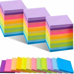 OnengMu 스티커 메모 3x3 인치 셀프 스틱 미니 메모장 24 패드 총 2400 장 플래너 밝은 빈티지 색상 북마크