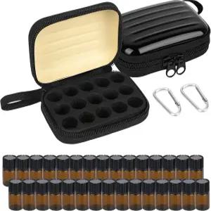 빈 2ml 바이알 30개가 들어 있는 Biiange 2Pcs 미니 에센셜 오일 병 케이스 여행 보관 정리함 가정용 및