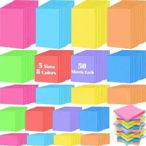 그런 다음 쇼핑 40 패드 다양한 크기의 스티커 메모 세트 셀프 스틱 밝은 8 가지 색상의 접착 2000 장