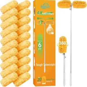 20개가 포함된 6피트 길이의 확장 가능한 더스터 핸들 스위퍼용 360 헤비 듀티 리필 키트 가정 청소용 4배