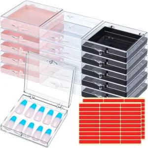 30개의 접착 테이프가 있는 네일 박스 디스플레이 케이스에 Landhow 15개 프레스 용기에 인공 아크릴 보관