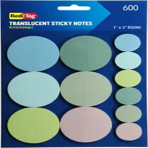 레디 태그 투명 스티커 메모 팩당 12개의 패드 서클 정리용 작은 탭 1인치 6개와 2인치 6개 차분한 색상