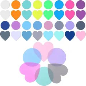 Susade 640장 귀여운 원형 투명 스티커 탭 노트 방수 클리어 패드 밝은 색상 하트 강력 접착 포스트 북