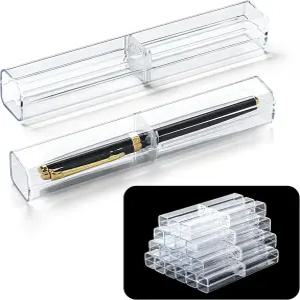 레스날라 20개 아크릴 투명 펜 선물 상자 플라스틱 단일 벌크 재사용 볼펜 보관 디스플레이 케이스 학생용