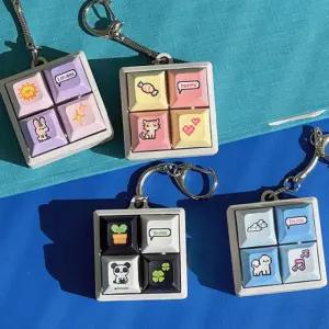 트라이코지 픽셀 레트로 네모 키캡 키링 가방고리 파우치고리