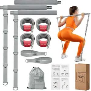 저항 밴드가 있는 요토이 필라테스 바 키트 다리 엉덩이 허리 및 팔 운동을 위한 기구 여성 남성을 휴대용