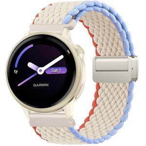 [미국배송] 멜리야 마그네틱 브레이드 나일론 밴드 - 가민 비보액티브 6 / 5 3 시계 밴드 베누 스퀘어용 20MM 신축성 교체 스트랩 포러너 55 158 165 245 645 삼성제품호환 워치