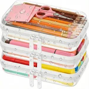 3PCS 클리어 하드 쉘 지퍼 케이스 부드러운 프리미엄 달린 내구성 있는 방수 투명 보관 정리함 공예 용품