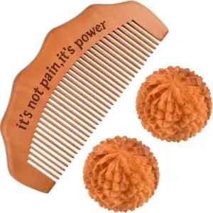 퀴보란트 탄생 빗 지압 마사지 볼 세트 나무 노동 빗과 2개의 PCS 스파이키 스트레스 해소 자연 분만 및